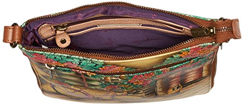 Anuschka Women’s Hand Painted Genuine Leather Expandable Travel Crossbody - Vintage Bike