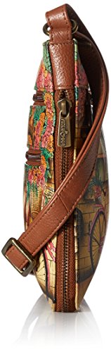 Anuschka Women’s Hand Painted Genuine Leather Expandable Travel Crossbody - Vintage Bike