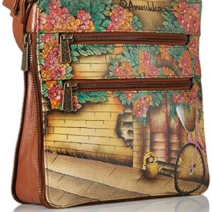 Anuschka Women’s Hand Painted Genuine Leather Expandable Travel Crossbody - Vintage Bike