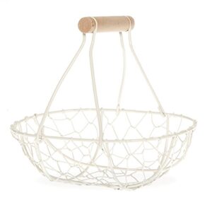 the lucky clover trading small oblong wire mesh fixed handle basket, cream