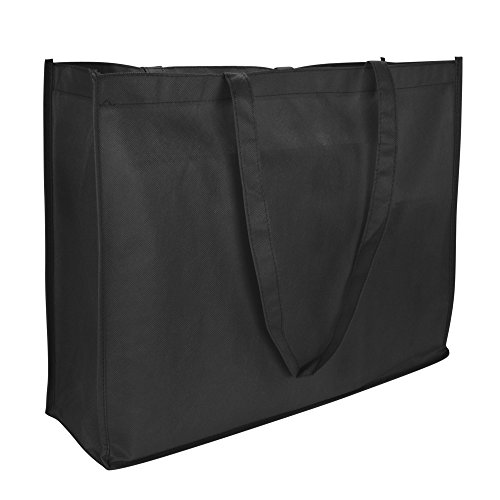 DALIX 20" Extra Large Reuseable Eco-Friendly Recycled Material Tote Bag in Black-2 Pack