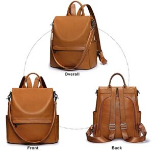 S-ZONE Women Genuine Leather Backpack Purse Anti-theft Travel Rucksack Convertible Shoulder Bag Medium