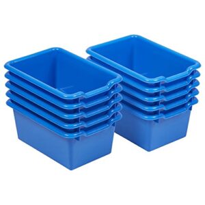 ecr4kids scoop-front storage bins, easy-to-grip design storage cubbies, kid friendly and built to last, pairs with ecr4kids storage units, 10-pack, blue