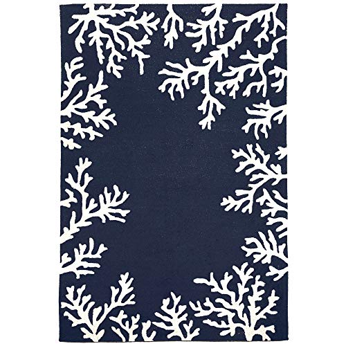 Liora Manne Capri Coastal Coral Border Navy Indoor/Outdoor Rug, 2'6 x 4