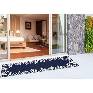 Liora Manne Capri Coastal Coral Border Navy Indoor/Outdoor Rug, 2'6 x 4