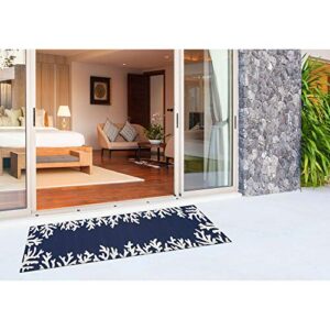 Liora Manne Capri Coastal Coral Border Navy Indoor/Outdoor Rug, 2'6 x 4