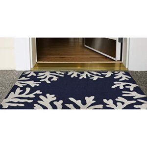 Liora Manne Capri Coastal Coral Border Navy Indoor/Outdoor Rug, 2'6 x 4