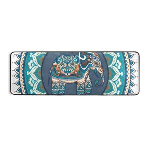 African Tribal Boho Elephant Kitchen Rugs Non-Slip Soft Doormats Bath Carpet Floor Runner Area Rugs for Home Dining Living Room Bedroom 72" X 24"