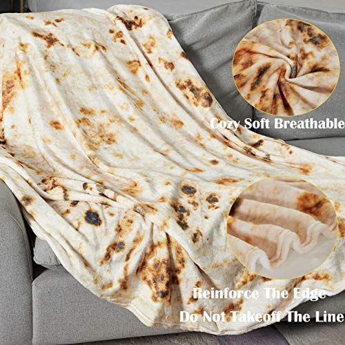 LAGHCAT Tortilla Blanket, Tortilla Throw Blanket Round for Adult and Kids, Easter Gift Flour Tortilla Blanket, Soft Flannel Taco Blanket for Everyone (Black and Yellow, 80 inches)