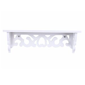 yosoo white wooden chic filigree style decorative floating wall shelf, cutout design shelves (small)