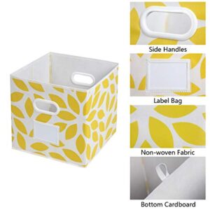 MAX Houser Fabric Storage Bins Cubes Baskets Containers with Dual Plastic Handles for Home Closet Bedroom Drawers Organizers, Foldable, Set of 4 (Yellow)