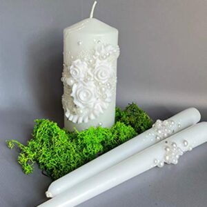 Magik Life Unity Candle Set for Wedding - Wedding Accessories for Reception and Ceremony - Candle Sets - 6 Inch Pillar and 2 10 Inch Tapers - Decorative Pillars White