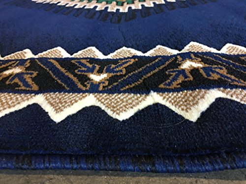 Southwest Native American Door Mat Area Rug Navy Blue Design D143 (2 feet X 3 Feet 4 inch)