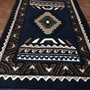 Southwest Native American Door Mat Area Rug Navy Blue Design D143 (2 feet X 3 Feet 4 inch)