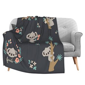 cute 3d animal koala flannel fleece throw blanket living room/bedroom/sofa couch warm soft bed blanket for kids adults all season 50×60 inch