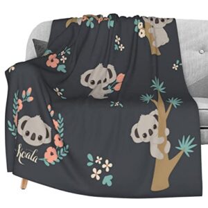 Cute 3D Animal Koala Flannel Fleece Throw Blanket Living Room/Bedroom/Sofa Couch Warm Soft Bed Blanket for Kids Adults All Season 50x60 inch