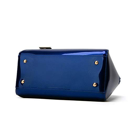 Royal Blue Purse for Women Crossbody Shiny Patent Leather Handbags Dome Satchel Handbags Medium Size