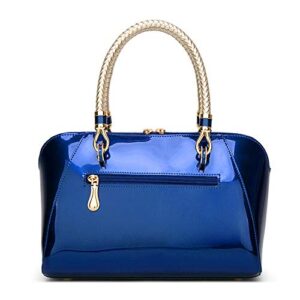 Royal Blue Purse for Women Crossbody Shiny Patent Leather Handbags Dome Satchel Handbags Medium Size