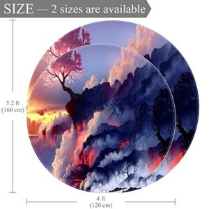 Round Area Rug Magic Gathering Rug Non-Slip Backing for Living Room Bedroom Study Children Playroom Modern Art Home Decor