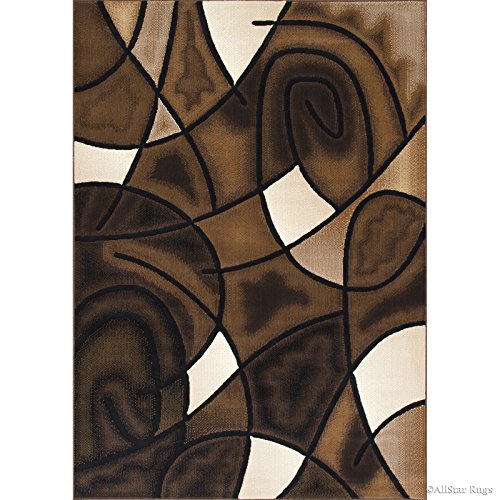 Allstar 5x7 Chocolate and Mocha Modern and Contemporary Rectangular Accent Rug with Ivory and Espresso Geometric Design (4' 11" x 6' 11")
