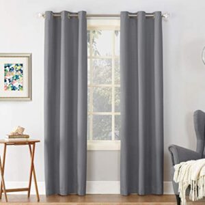 sun zero cooper thermal insulated energy efficient grommet curtain panel, 40″ x 84″, gray