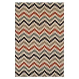 SUPERIOR Area Rugs for Bedroom, Farmhouse, Kitchen, Entryway, Laundry Room | Living Room Decor | Chevron Indoor Outdoor Collection, 4' x 6', Beige