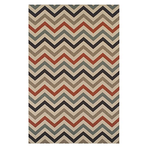 SUPERIOR Area Rugs for Bedroom, Farmhouse, Kitchen, Entryway, Laundry Room | Living Room Decor | Chevron Indoor Outdoor Collection, 4' x 6', Beige