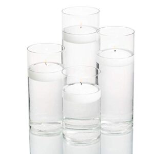 eastland set of 4 cylinder vases and 4 white richland floating candles 3″