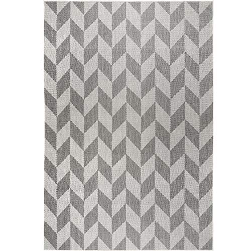 Nicole Miller New York Patio Country Calla Contemporary Herringbone Indoor/Outdoor Area Rug, Black/Grey, 9'2"x12'5"