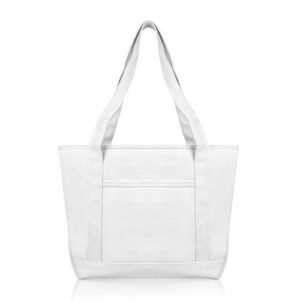 dalix daily shoulder tote bag premium cotton in white
