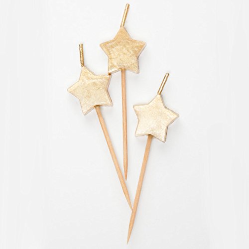 Star Party Pick Candles - 3" | Gold | 6 Pcs