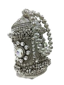 women/girl bridal party bag clutch handmade metal potali handbag purse hand clutch fully beaded crystal rhinestones (silver)
