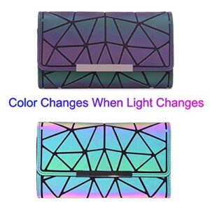 FZChenrry Women Holographic Wallet Geometric Luminous Wallets Lumikay Purse Long Wallet Flash Cross Body Bag NO.2