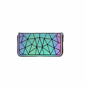 fzchenrry geometric long wallet and purse fashion luminous lattice zip purse clutch for women no.2