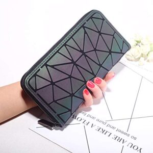 FZChenrry Geometric Long Wallet and Purse Fashion Luminous Lattice Zip Purse Clutch for Women NO.2