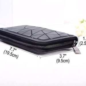 FZChenrry Geometric Long Wallet and Purse Fashion Luminous Lattice Zip Purse Clutch for Women NO.2