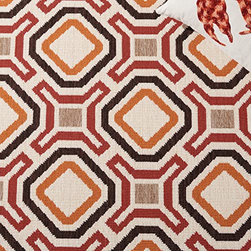 SAFAVIEH Veranda Collection 2'7" x 5' Cream / Red VER089 Modern Indoor/ Outdoor Non-Shedding Easy--Cleaning Patio Backyard Porch Deck Mudroom Area--Rug