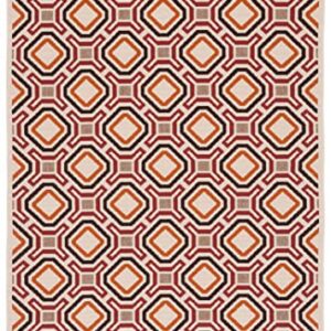 SAFAVIEH Veranda Collection 2'7" x 5' Cream / Red VER089 Modern Indoor/ Outdoor Non-Shedding Easy--Cleaning Patio Backyard Porch Deck Mudroom Area--Rug