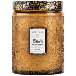 Voluspa Baltic Amber Candle | Large Glass Jar | 18 Oz | 100 Hour Burn Time | All Natural Wicks and Coconut Wax for Clean Burning | Vegan