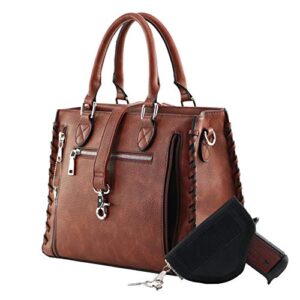 Lady Conceal Concealed Carry Purse - YKK Locking Laced Ann Concealed Weapon Satchel (Mahogany)