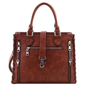 Lady Conceal Concealed Carry Purse - YKK Locking Laced Ann Concealed Weapon Satchel (Mahogany)