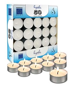 hyoola tea lights candles – 50 bulk candles pack – tea candles unscented- european made tealight candles