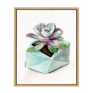 kate and laurel sylvie watercolor succulent 3 framed canvas wall art by jennifer redstreake geary, 18×24 natural