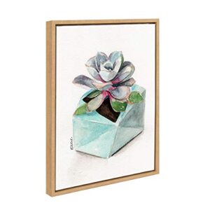 Kate and Laurel Sylvie Watercolor Succulent 3 Framed Canvas Wall Art by Jennifer Redstreake Geary, 18x24 Natural