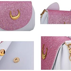 Sunwel Fashion Women Kawaii Handbag Moon Sailor Luna Cosplay Messenger Crossbody Cat Purse Sequin Satchel Shoulder Bag