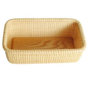 Teng Tian Basket Natural Rattan Wooden Storage Box -Cane-on-cane weave Nantucket Basket– Cabinet and Shelf Basket Organizer with - Multi-Purpose Organizer