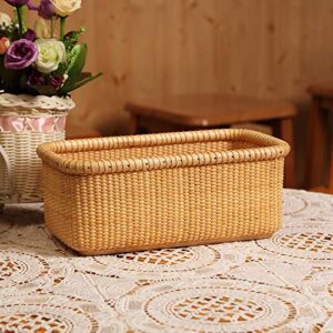 Teng Tian Basket Natural Rattan Wooden Storage Box -Cane-on-cane weave Nantucket Basket– Cabinet and Shelf Basket Organizer with - Multi-Purpose Organizer