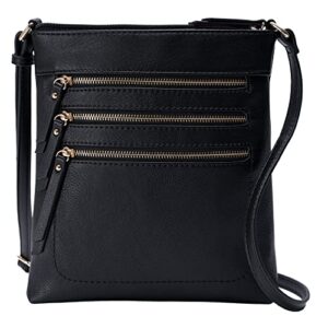 solene crossbody bag functional multi pocket messenger purse top zip closure shoulder handbag with adjustable strap-wu093(black)