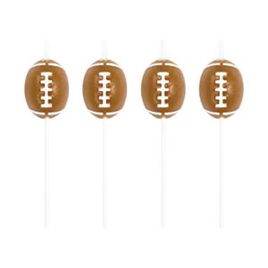 creative converting 4 count sports fanatic football shaped pick candles