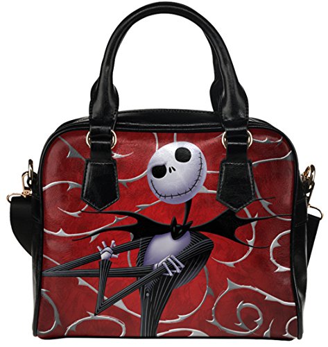 Female Crossbody Shoulder Top-handle Bags Shell Handbag with Jack Skellington Print